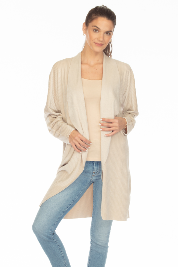 REVERSIBLE RAW EDGE LONG CARDIGAN