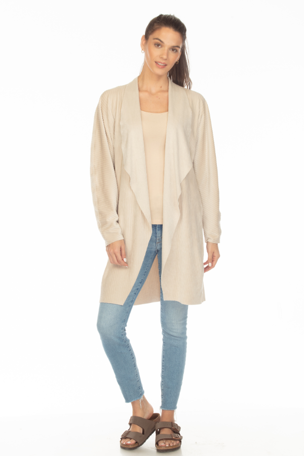 REVERSIBLE RAW EDGE LONG CARDIGAN